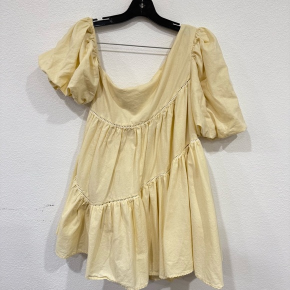 Showpo Harleen Asymmetrical Trim Mini Dress Beige Women’s US Size 2 - Picture 2 of 4